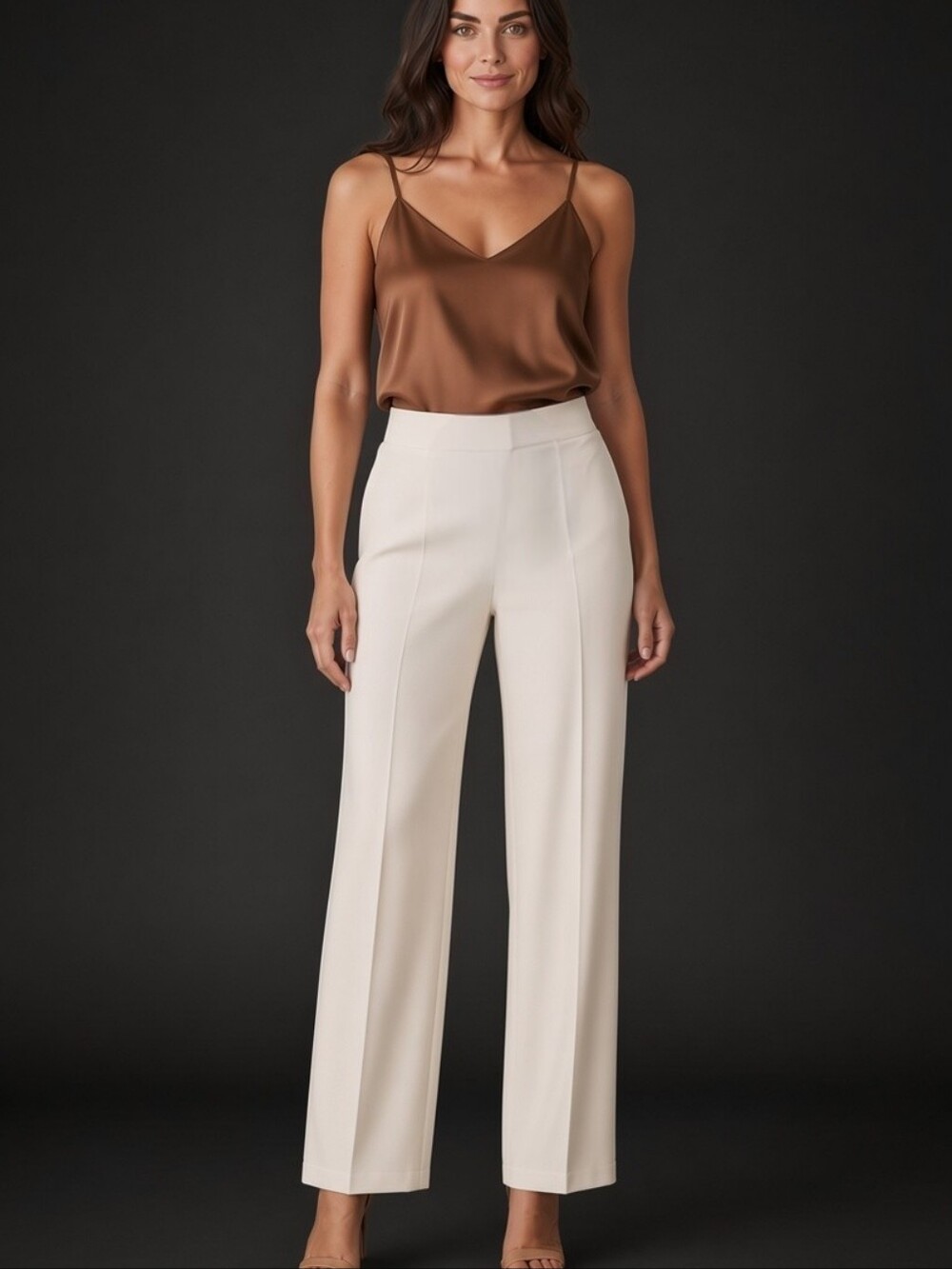 NWT Joseph Ribkoff Vanilla High Waisted Straight Leg Pants Back Crease Cut Siz 6